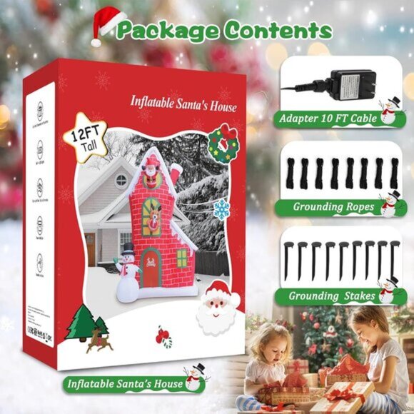 ⚡12FT Christmas Inflatable Castle with Santa Snowman and Reindeer Outdoor Decor - Picture 6 of 7